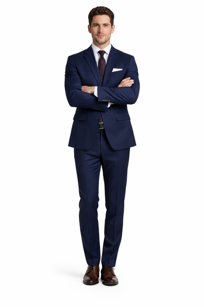 Tiglio Italian Suit - Real Wool Fabric Super 150's Porto Slim Fit Suit & Vest, Pure Wool Suit in Color Navy