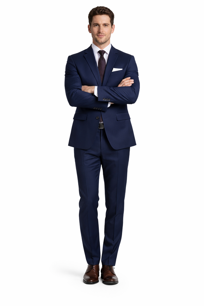 Tiglio Italian Suit - Real Wool Fabric Super 150's Porto Slim Fit Suit & Vest, Pure Wool Suit in Color Navy