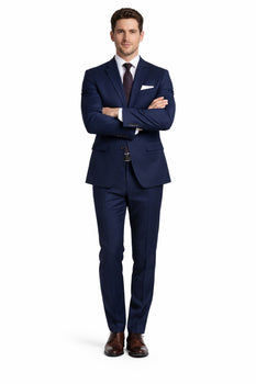 Tiglio Italian Suit - Real Wool Fabric Super 150's Porto Slim Fit Suit & Vest, Pure Wool Suit in Color Navy