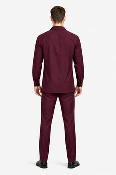 Mens Luxury Burgundy Wool Two-Piece Leisure Walking Suit - Image 2