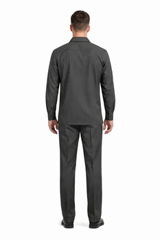 Mens Luxury Charcoal Grey Wool Two-Piece Leisure Walking Suit - Image 2