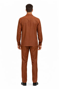 Mens Luxury Copper Wool Two-Piece Leisure Walking Suit - Image 2