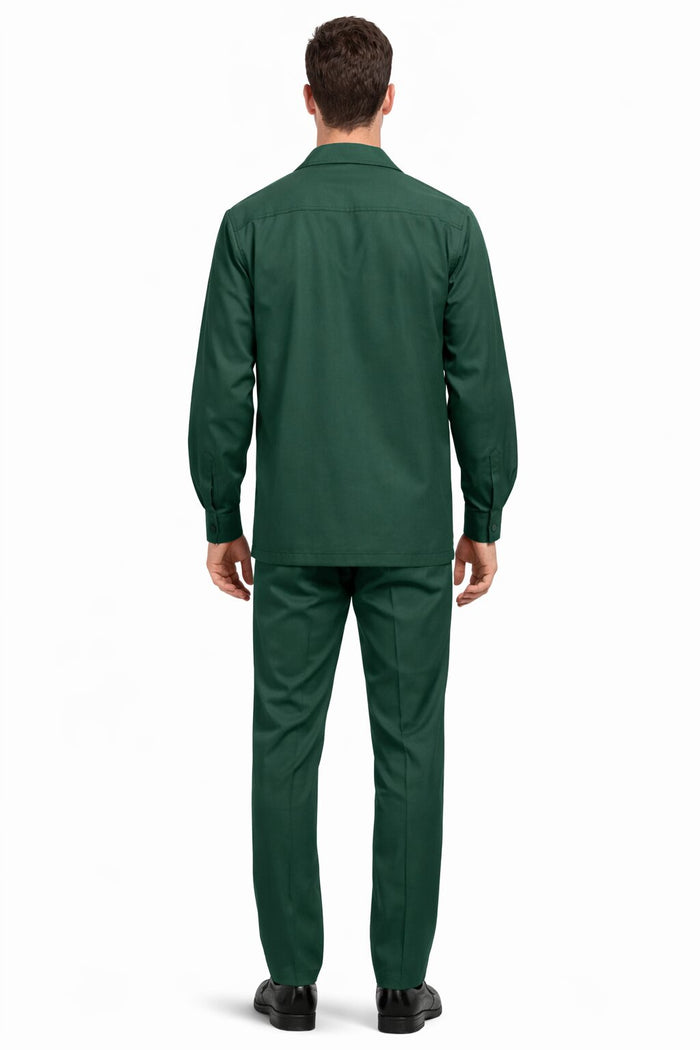 Mens Luxury Hunter Green Wool Two-Piece Leisure Walking Suit - Image 2