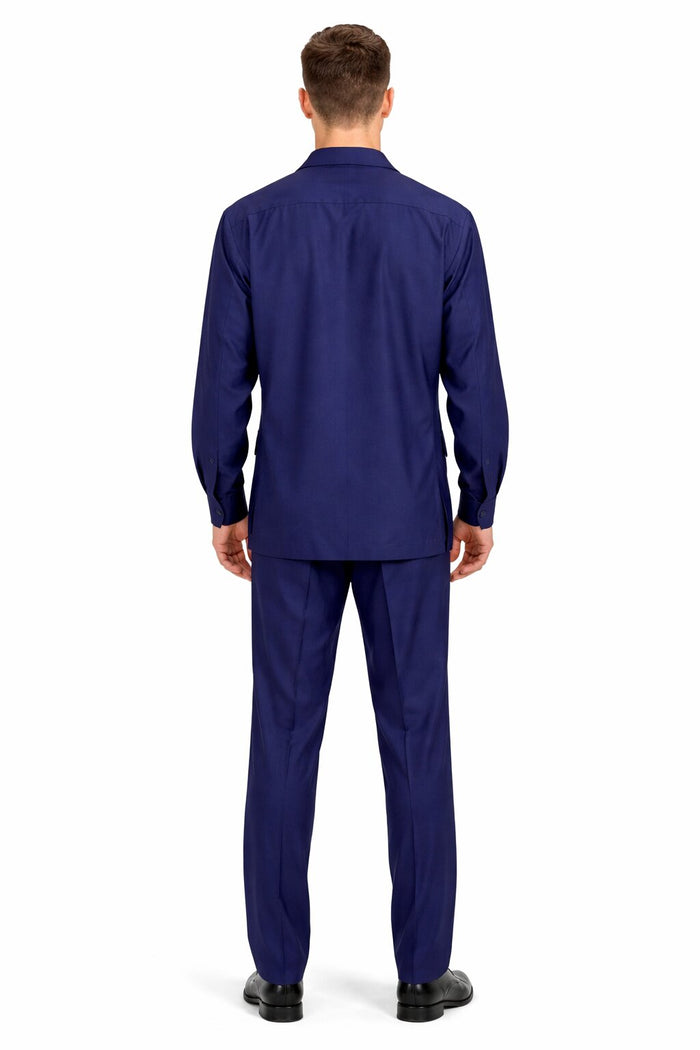 Mens Luxury Navy Blue Wool Two-Piece Leisure Walking Suit - Image 2