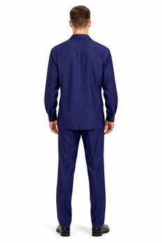 Mens Luxury Navy Blue Wool Two-Piece Leisure Walking Suit - Image 2