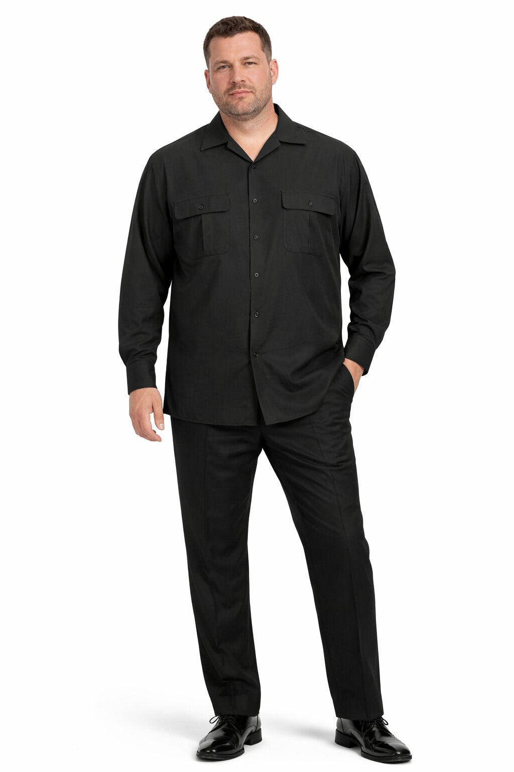Mens Luxury Black Wool Two-Piece Leisure Walking Suit - Image 7