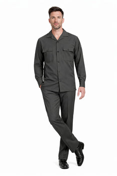 Mens Luxury Charcoal Grey Wool Two-Piece Leisure Walking Suit - Image 7