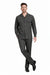 Mens Luxury Charcoal Grey Wool Two-Piece Leisure Walking Suit