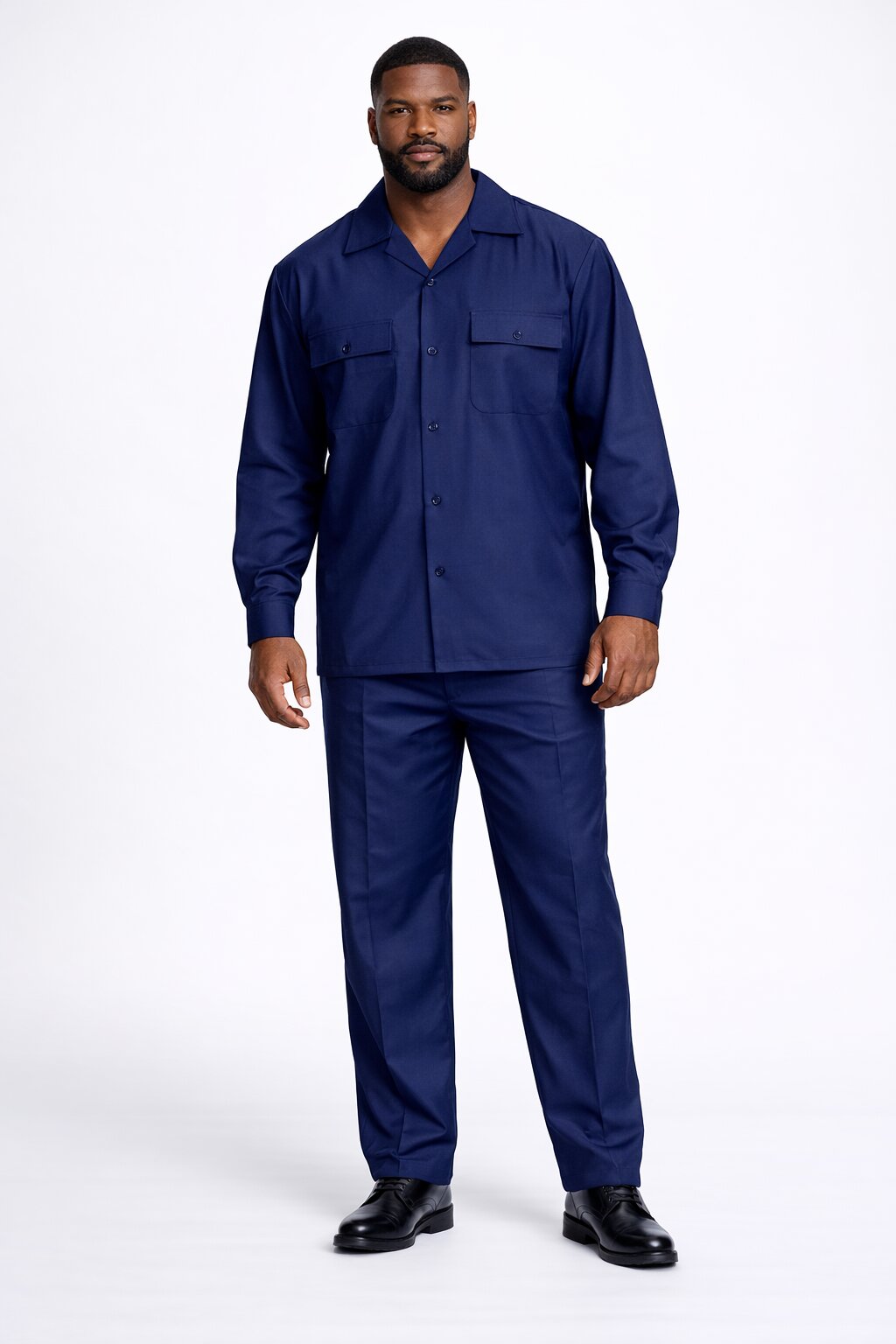 Mens Luxury Navy Blue Wool Two-Piece Leisure Walking Suit - Image 6