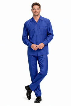 Mens Luxury Sapphire Blue Wool Two-Piece Leisure Walking Suit - Image 8