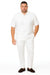Men’s White Lace-Up Shirt and Pants Set – Casual Summer Two-Piece Outfit