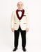 Men’s White Floral Tuxedo Jacket with Burgundy Velvet Shawl Lapel  Ivory Suits – Wedding, Prom, and Formal Event Suit