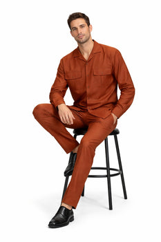 Mens Luxury Copper Wool Two-Piece Leisure Walking Suit - Image 7