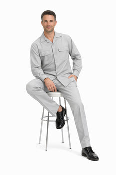Mens Luxury Grey Wool Two-Piece Leisure Walking Suit - Image 5