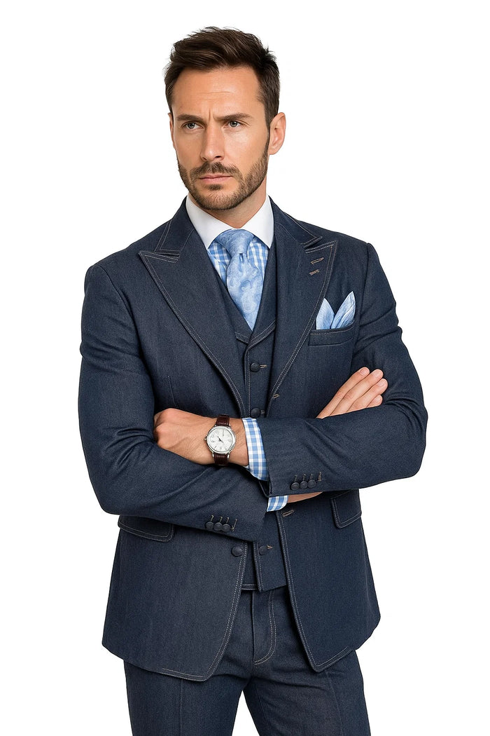 Men's 100% Cotton Denim Suit Set