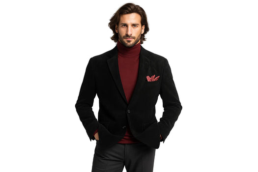 Men's 2 Buttons Classic Corduroy Cheap Priced Unique Dress Blazer Jacket For Men Sale Black - Image 2