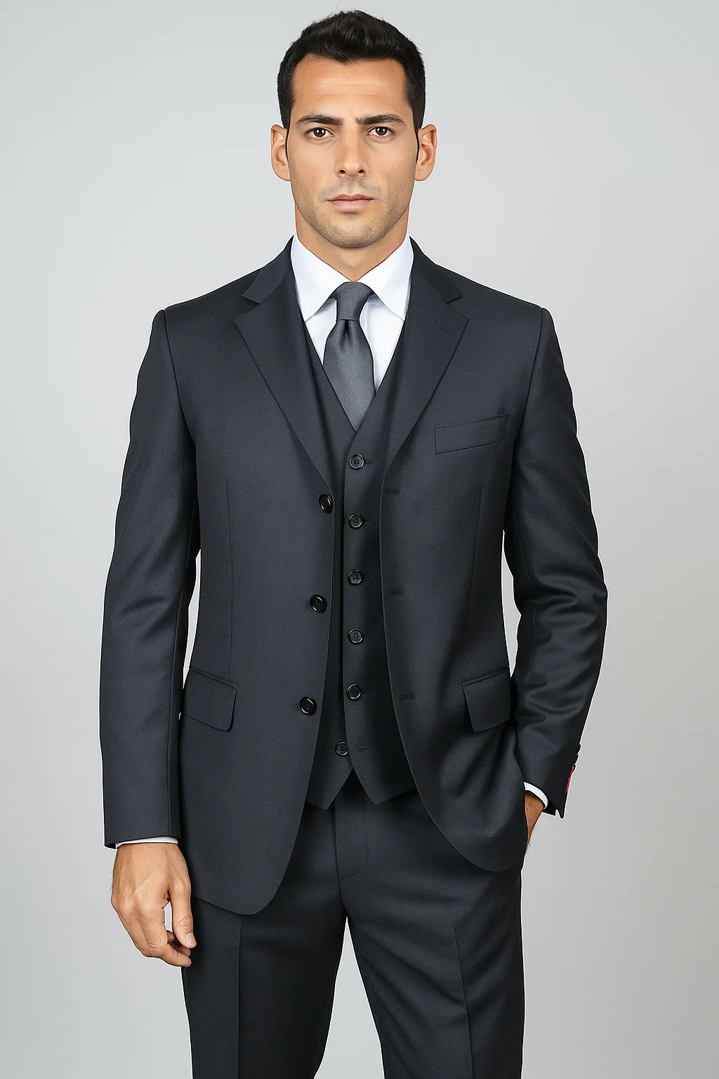 Men's 3 buttons Grey Suit