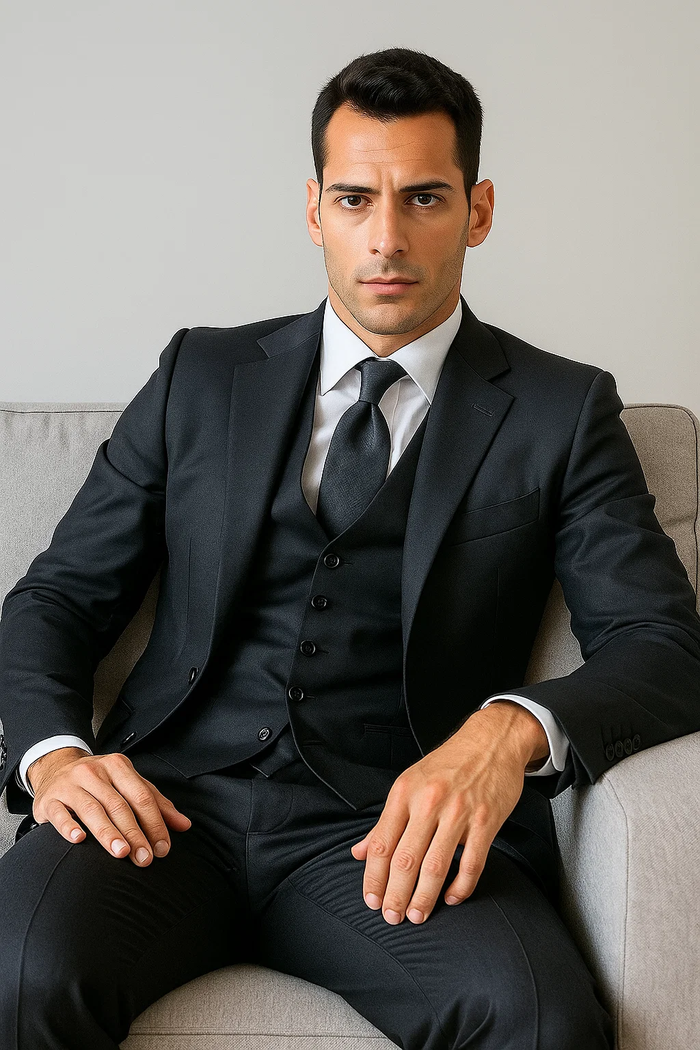 Men's 3 buttons Grey Suit