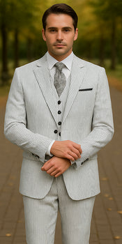 Men's Big & Tall Seersucker Sear sucker suit Black - Image 8