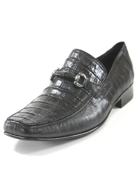 Mens Black Genuine Caiman Belly And Lizard Slip On By Los Altos - Image 10