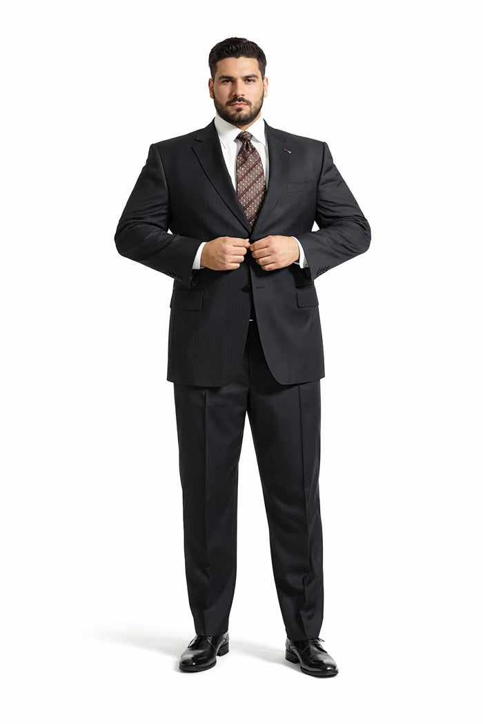Men's Black Pinstripe Wool Italian Design Suit Black
