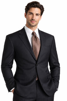 Men's Black Pinstripe Wool Italian Design Suit Black