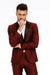 Men's Black Shawl Lapel 1 Button Classic Fit  Burgundy ~ Wine ~ Maroon Suit