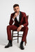 Men's Black Shawl Lapel 1 Button Classic Fit  Burgundy ~ Wine ~ Maroon Suit