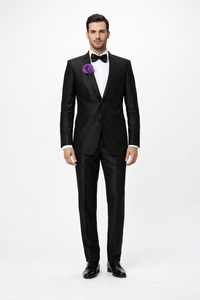 Men's Black Shiny Two Piece Slim Fitted Suits Oxford Men's Sharkskin Suit