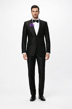 Men's Black Shiny Two Piece Slim Fitted Suits Oxford Men's Sharkskin Suit
