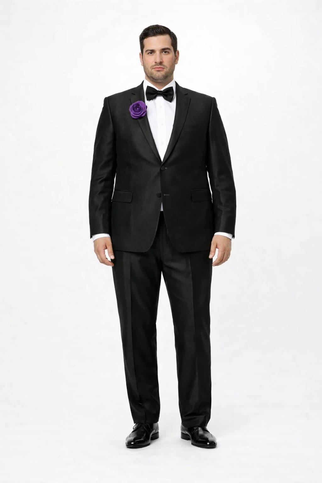 Men's Black Shiny Two Piece Slim Fitted Suits Oxford Men's Sharkskin Suit - Image 6