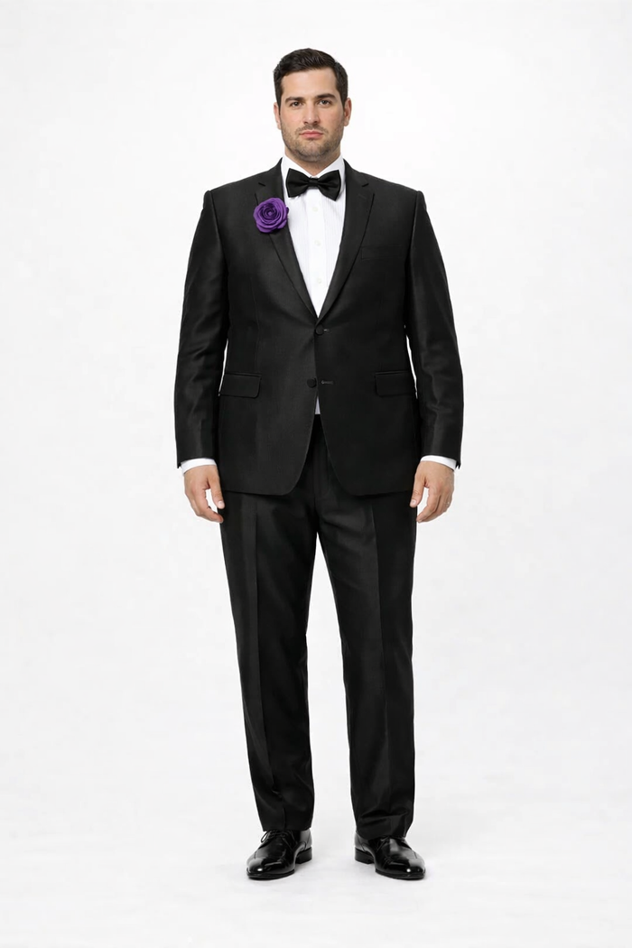 Men's Black Shiny Two Piece Slim Fitted Suits Oxford Men's Sharkskin Suit - Image 6