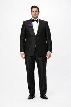 Men's Black Shiny Two Piece Slim Fitted Suits Oxford Men's Sharkskin Suit - Image 6