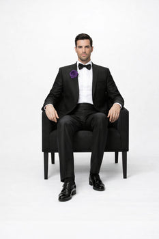 Men's Black Shiny Two Piece Slim Fitted Suits Oxford Men's Sharkskin Suit - Image 5