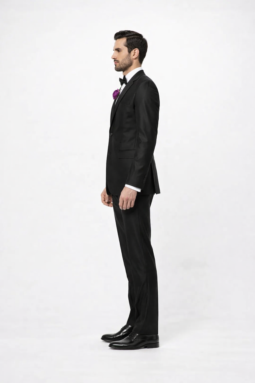 Men's Black Shiny Two Piece Slim Fitted Suits Oxford Men's Sharkskin Suit - Image 4