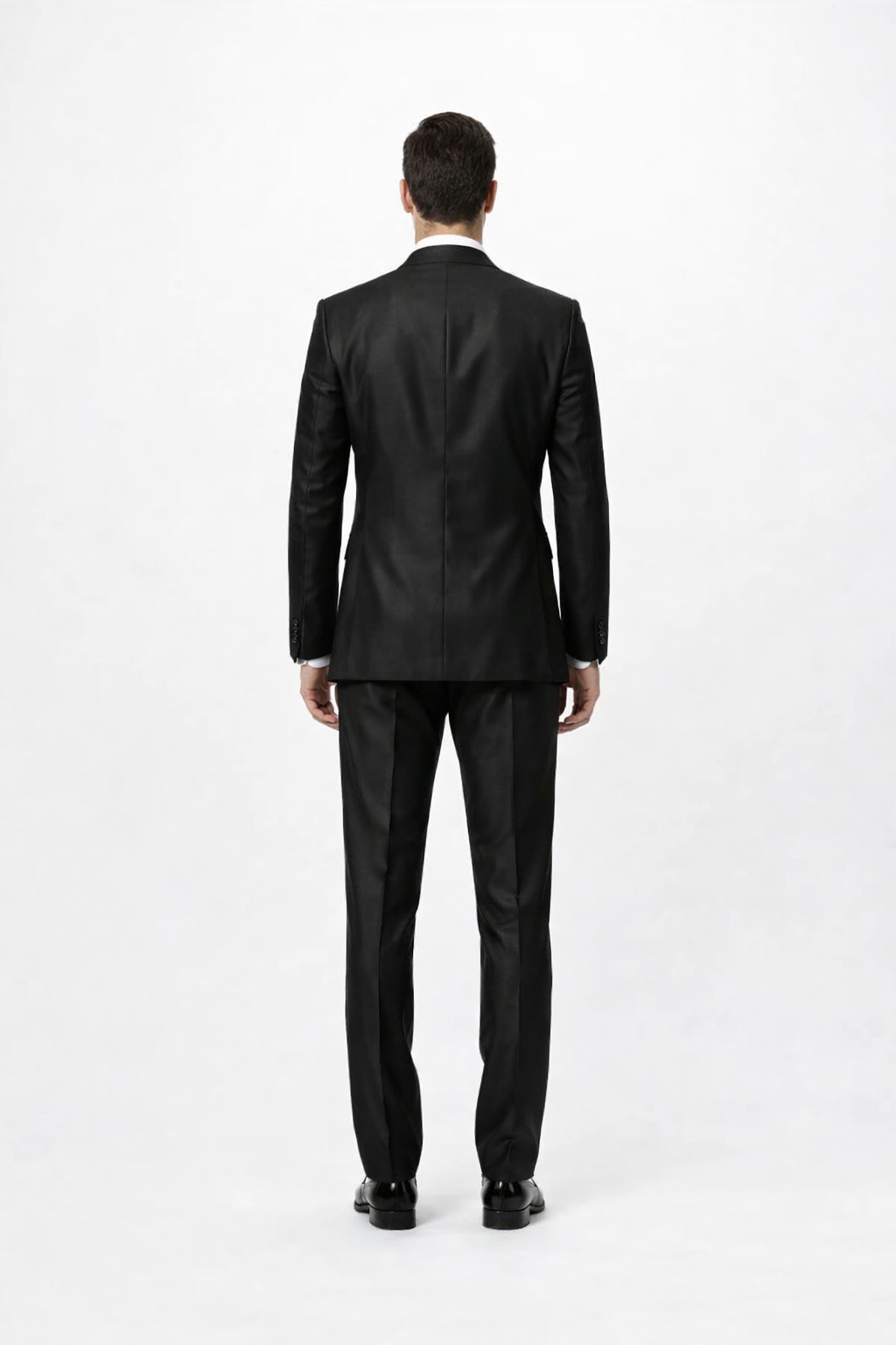 Men's Black Shiny Two Piece Slim Fitted Suits Oxford Men's Sharkskin Suit - Image 2