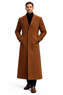 Men's Black Single Breasted Full Length Top Coat Seattle Men's Cognac Single Breasted Full Length Top Coat Seattle