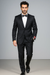Mantoni Suit - Signature Menswear Wool Fabric SuitsOutlet - Brand Men's 2-button Black Tuxedo  - High End Suits - High Quality Suits