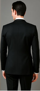 Men's Black and White  Lapel Peak Lapel Vested 3 Piece 1 Button Tuxedo With White Lapel Suit with white vest or black vest