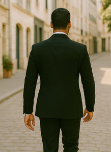 Men's Black and White Lapel Shawl-Collar Tuxedo Suit Dinner  Jacket Looking