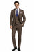 Men’s Brown 3-Piece Slim Fit Suit – 2 Button Peak Lapel Jacket with Double Breasted Vest & Flat Front Pants