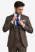 Men’s Brown 3-Piece Slim Fit Suit – 2 Button Peak Lapel Jacket with Double Breasted Vest & Flat Front Pants