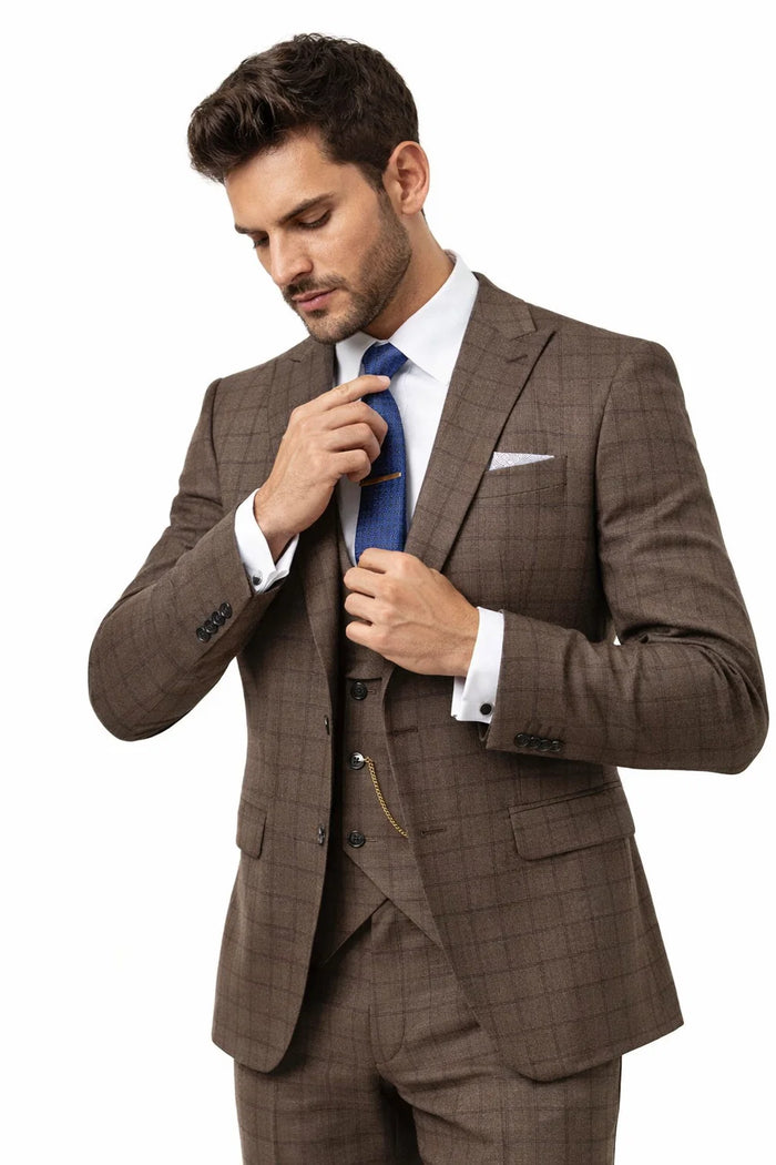 Men’s Brown 3-Piece Slim Fit Suit 