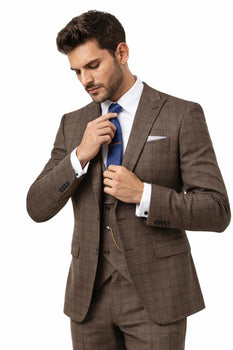 Men’s Brown 3-Piece Slim Fit Suit 