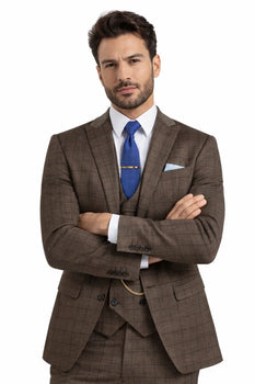Men’s Brown 3-Piece Slim Fit Suit 