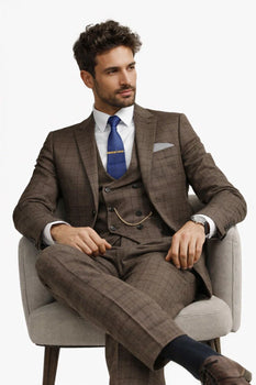 Men’s Brown 3-Piece Slim Fit Suit 