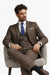 Men’s Brown 3-Piece Slim Fit Suit – 2 Button Peak Lapel Jacket with Double Breasted Vest & Flat Front Pants
