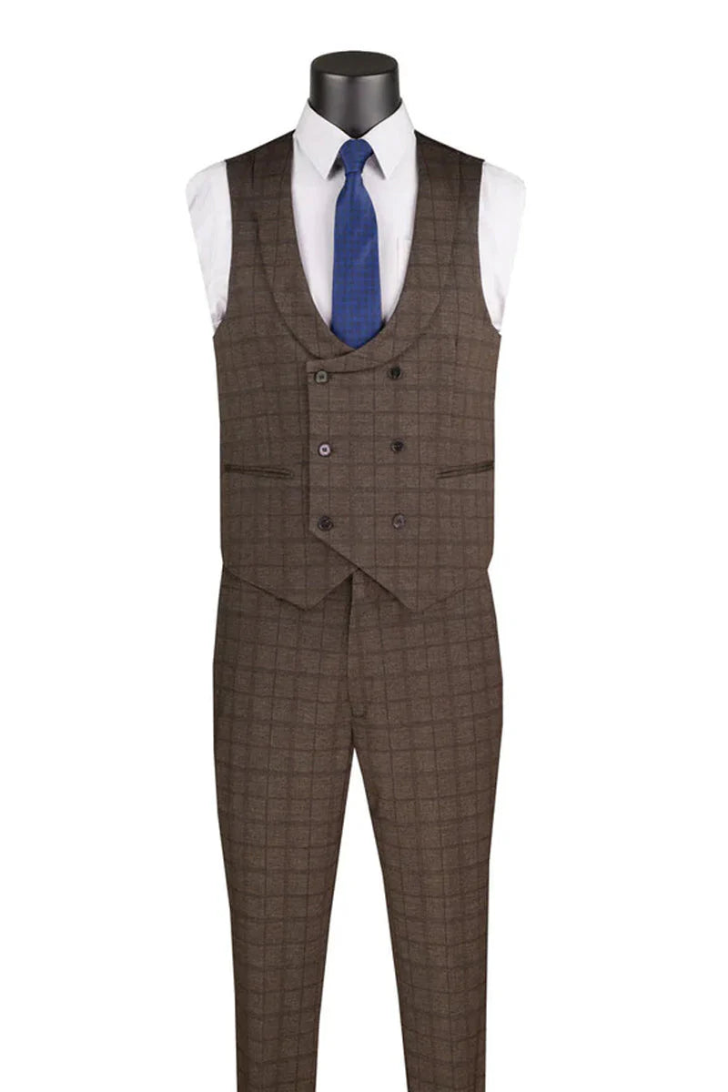 Men’s Brown 3-Piece Slim Fit Suit 
