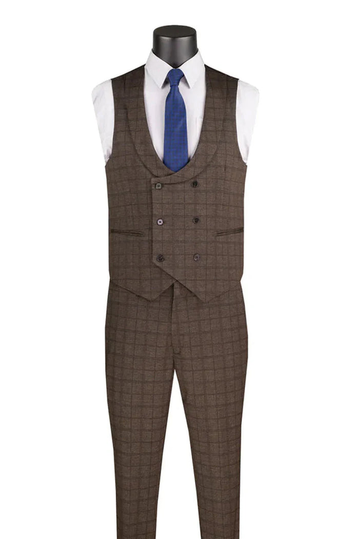 Men’s Brown 3-Piece Slim Fit Suit 