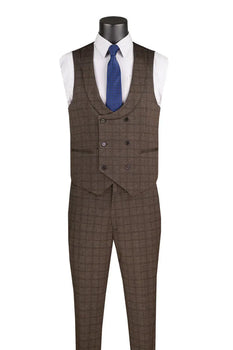 Men’s Brown 3-Piece Slim Fit Suit 